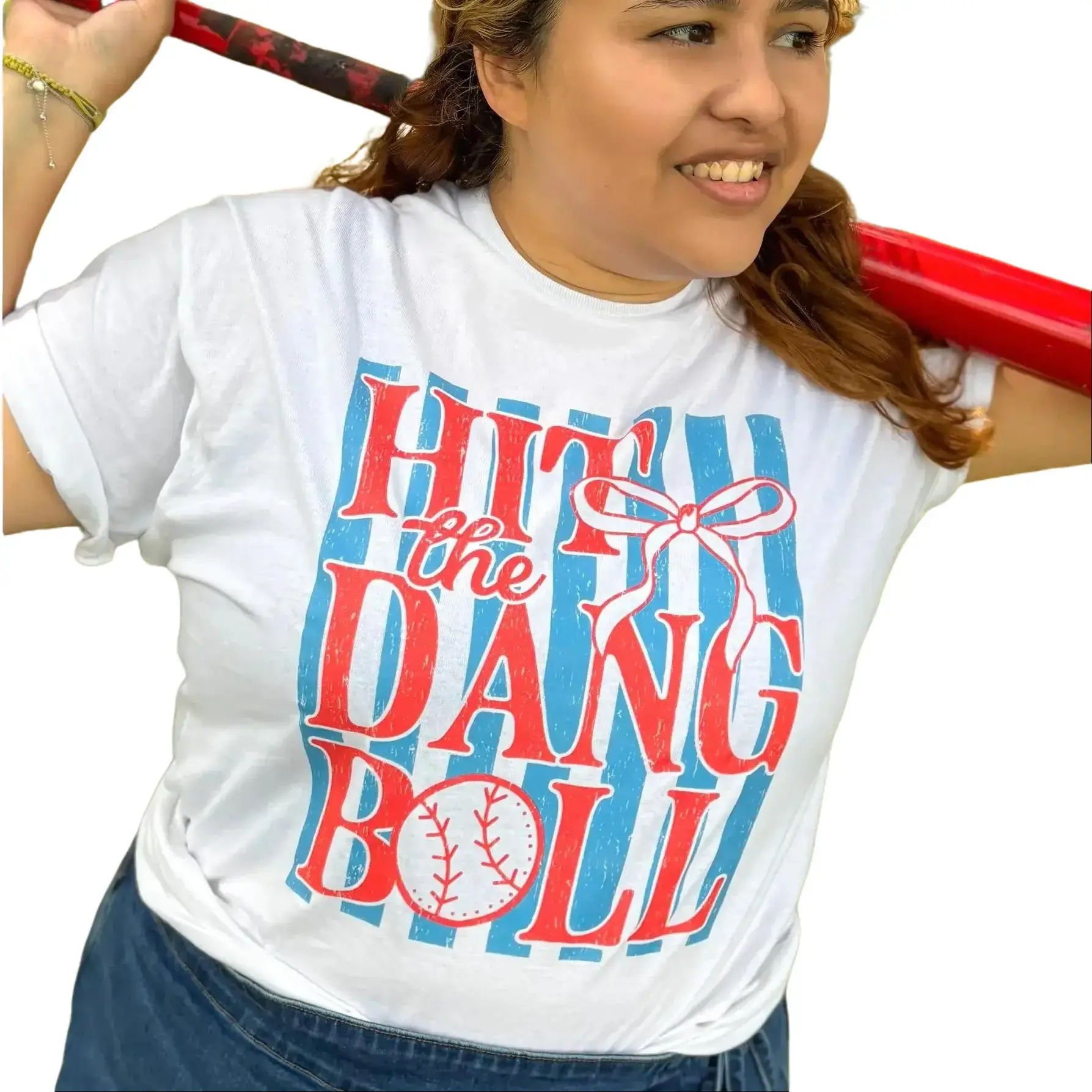 Women's Short-Sleeve T-Shirt - "Hit the Dang Baseball" Statement Graphic, Comfortable Sports-Inspired Urban Streetwear Shortsleeve Slip Top by Tees2urdoor
