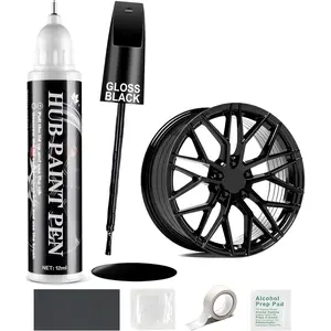 Amiss Gloss Black Rim Repair Kit, Wheel Paint and Rim Paint Touch Up Pen for Curb Rash, Universal Alloy Wheel Scratch Repair for Scratches and Scuffs, Car Accessories (Gloss Black)