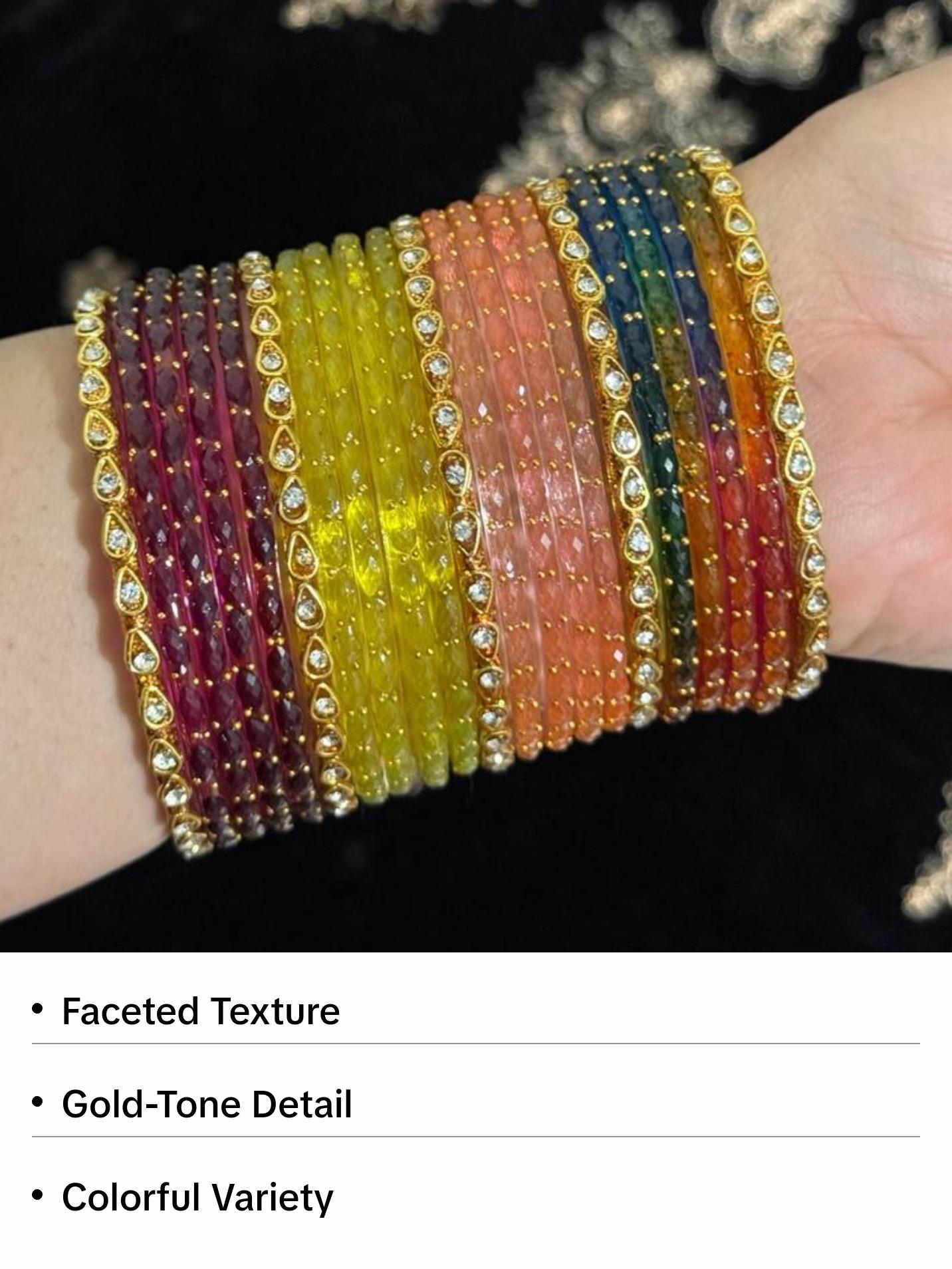 21 Pcs Raindrop Glass Bangles with Kundan Style Glass Stone Bangle Set for Party and Wedding 21 Pcs Raindrop Glass Bangles with Kundan Style Glass Stone Bangle Set for Party and Wedding