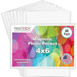 Magnetic Pocket Picture Frame, White, Holds 4 x 6 Inches Photos, 10, Made in the USA Pack (14610)