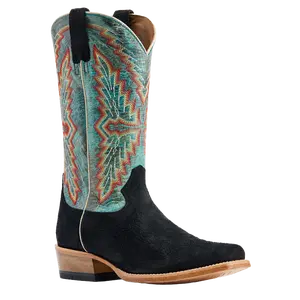 Ariat® Men's Futurity Showman Black Roughout & Roaring Turquoise Western Boots 10044498
