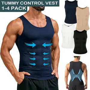 1/2/3/4 Pack Menswear  Shirt Tummy Control Stretchy Compression Breathable Sports Athletic Workout Tank Tops Activewear Smooth Undershirt Gym Vest
