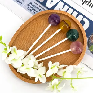 【Star Gate】1 count Fluorite Lollipop,Natural Crystal Carvings,Crystal Ornaments, , Healing Energy