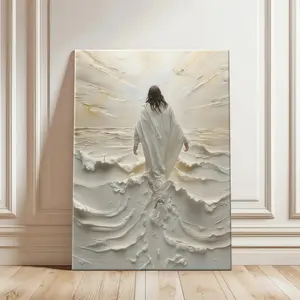 Artistic Jesus Christ Canvas Art with Wood Frames - Waterproof Christian Poster, Modern Religious Faith Home Decoration Print for Bedroom Study, Reusable Stained Glass Window Film, Kids' Locked Electronic Piggy Bank verse