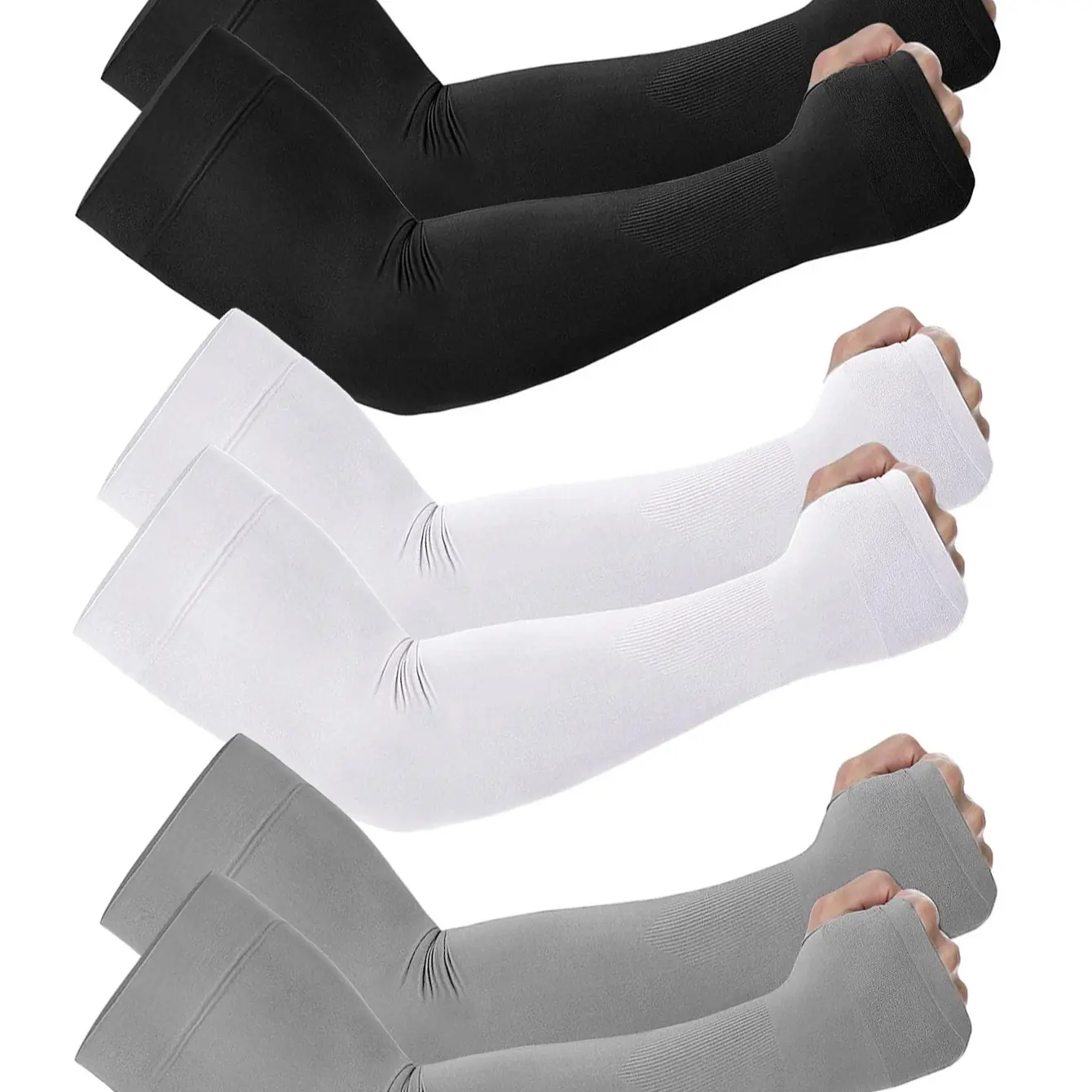 3Pairs Men and Women Ice Silk Summer Sun Protection Arm Sleeves, Half Finger Design, Flexible, Cool Breathable Casual Fabric for Outdoor Activities