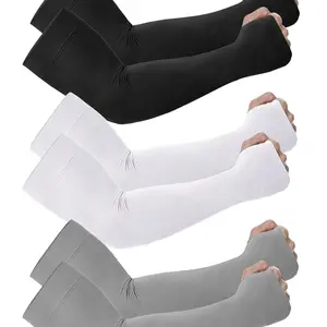 Men and Women Ice Silk Sun Protection Arm Sleeves, Half Finger Design, Flexible, Cool Breathable Fabric for Outdoor Activities