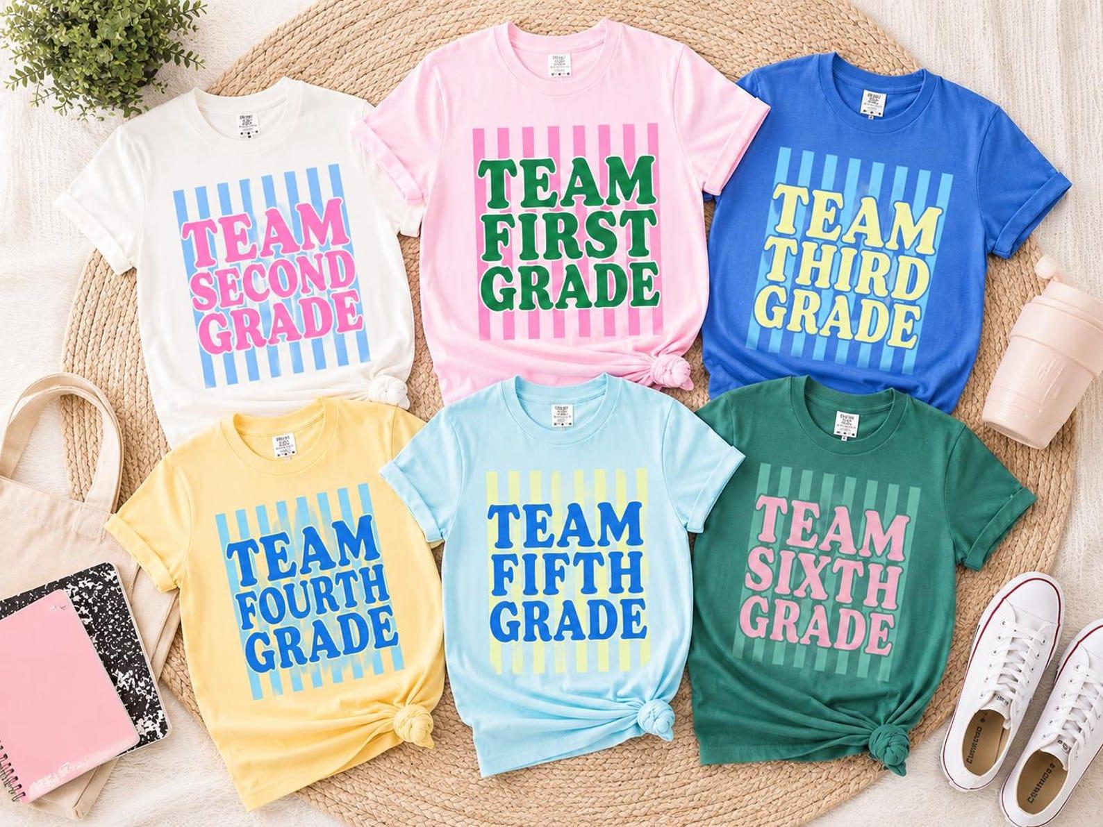 Comfort Colors Teacher Grade Level Team T-Shirt, Back To School, Teaching Team Tee, Teacher Group Shirt, First Day of School Shirt, Gift For Teacher, First Second Third Fourth Fifth Grade, Full Size