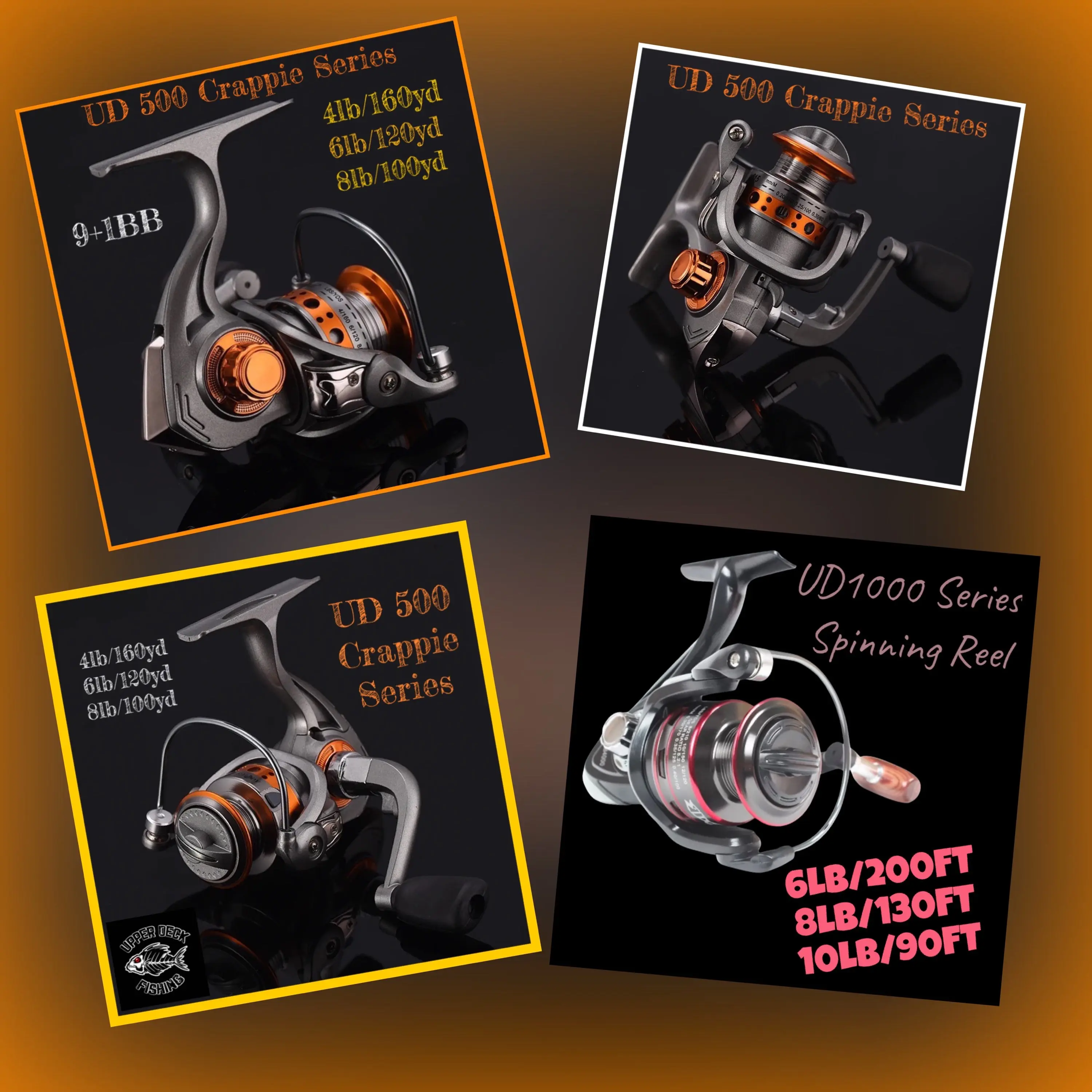 UD 500 &1000 Series  Spinning Reel 6lb/200FT 8lb/130FT 10lb/90FT
