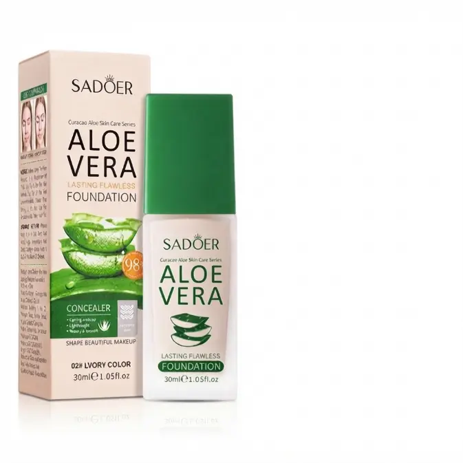 SADOER Aloe Vera Foundation Ivory 30ml | Flawless Natural Finish Liquid Foundation, Lightweight & Buildable for Everyday Makeup Concealer