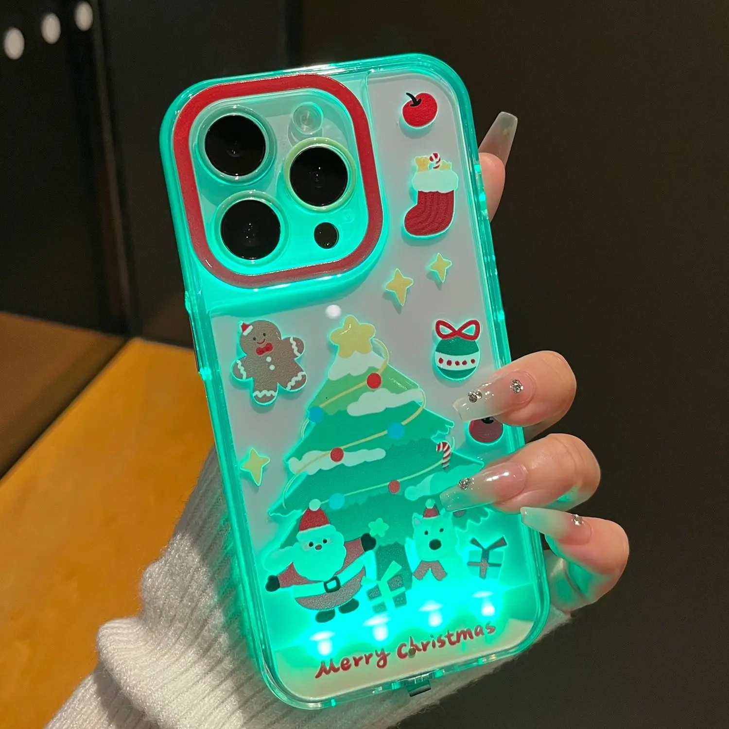 oceantree Luminous Butterfly Transparent TPU Casing, Auto Flash Glow LED Shockproof Smartphone Case for iPhone 17/16/15 Devices, Handheld Cellphone Accessory with Call Light-Up Feature Protection Protective