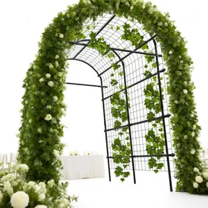 Extra Tall Garden Arch Trellis, PE Coated Stainless Steel Plant Climbing Arbor, Outdoor Pergola for Flower Vegetable Cucumber Vine Support, Wedding Party Garden Decoration