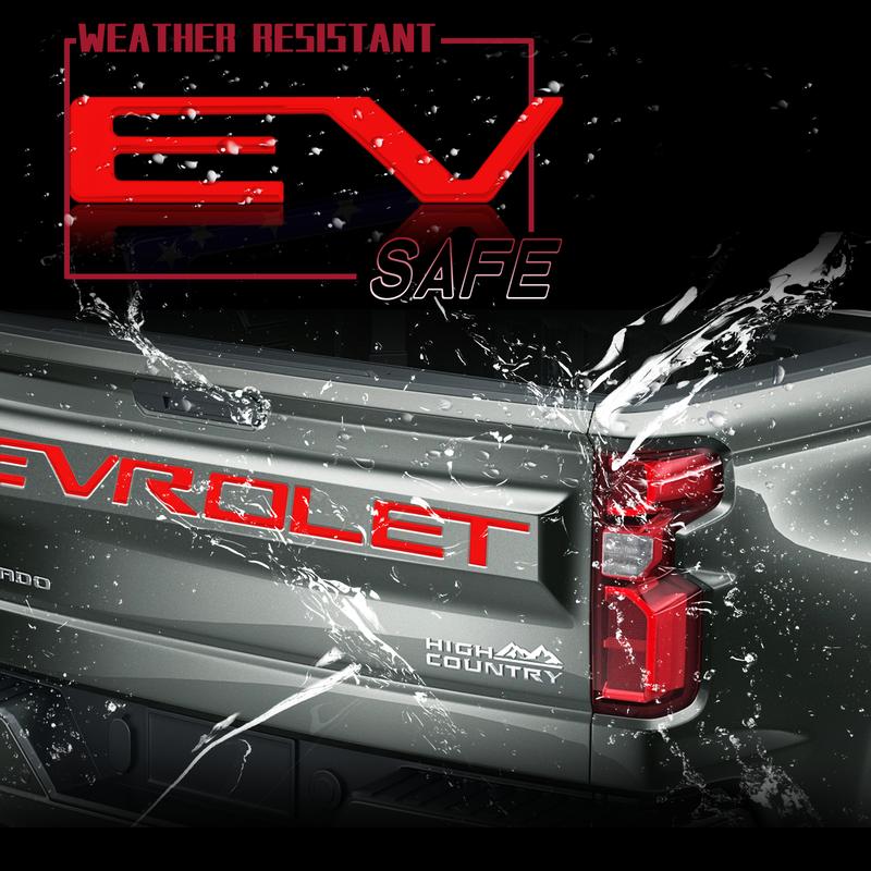 3D tailgate letters decal exterior accessories Compatible with 2019 2020 2021 2022 2023 2024 2025 Chevrolet Silverado 1500 2500Red Models Accessories ABS Plastic Anti Fade Coating Red