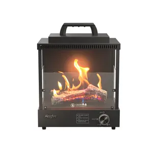 Alogfire P1A1 Lantern-Style Portable Gas Fireplace Heater, Real Flame, Indoor & Outdoor Tabletop Gas Fireplace, Adjustable Flame, CSA Certified & Patented for Home, Patio, Camping, Fishing & Garden