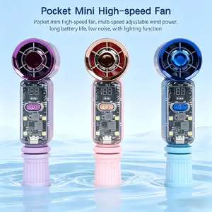 Pocket-Sized Mini High-Speed Waist Fan, 100-Speed Adjustable Strong Wind, Rechargeable Long Battery Life, Low Noise with LED Light, Portable Lightweight Personal Cooling Fan for Outdoor Work, Hiking, Travel