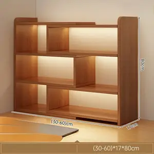 Wooden Bookshelf – Natural Finish, Space-Saving Design for Office or Home, Multiple Compartments for Books, Pens, and Decor, Perfect for Organizing and Stylish Reading Spaces, Display Shelving | Sleek Independent Shelf | Expandable Design, Book Shelves