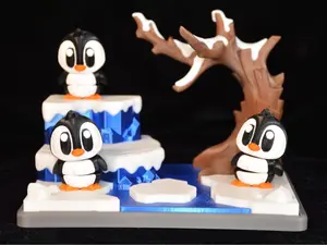 3D Printed Decorative Ornaments - 3 Flexi Penguins with 1 Iceberg, Home Decor Statue Figurine, Ideal Gift for Mother's Day, Room Decor Accent