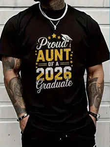 100% Cotton Proud Aunt Of A 2026 Graduate Class Of 2026 Aunt Senior T-Shirt Women's Men's Graphic Tee Crew Neck summer vacation Tops