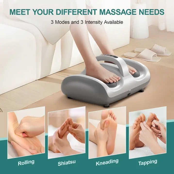shiatsu kneading rolling vibration heating foot massager Foot Vibration Massager with Heat Option for Calf and Foot Therapy