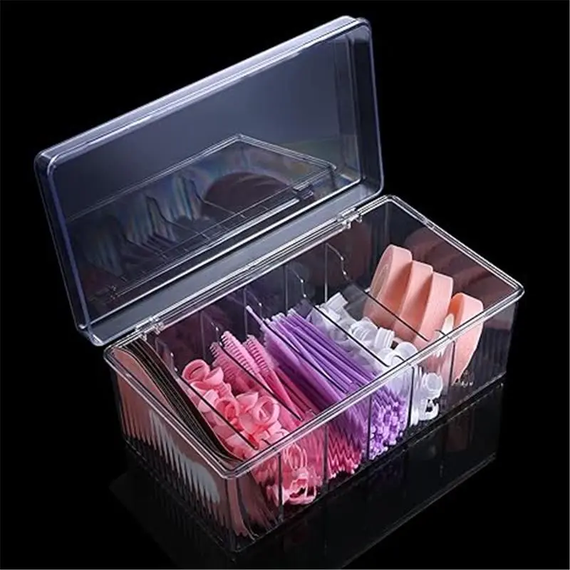 Acrylic Lash Extension Organizer, Large Capacity Eyelash Extension Supplies Storage Container Box, Neatly Store and Organize Your Lash Supplies (Clear)