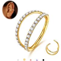 14K Gold Plated-CZ Double Hoop