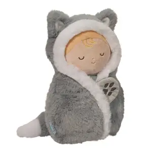 Douglas Cuddle - Baby Wolf Hug - 6055 - Weight 7.2 oz - Dimensions 5 × 6 × 10 in