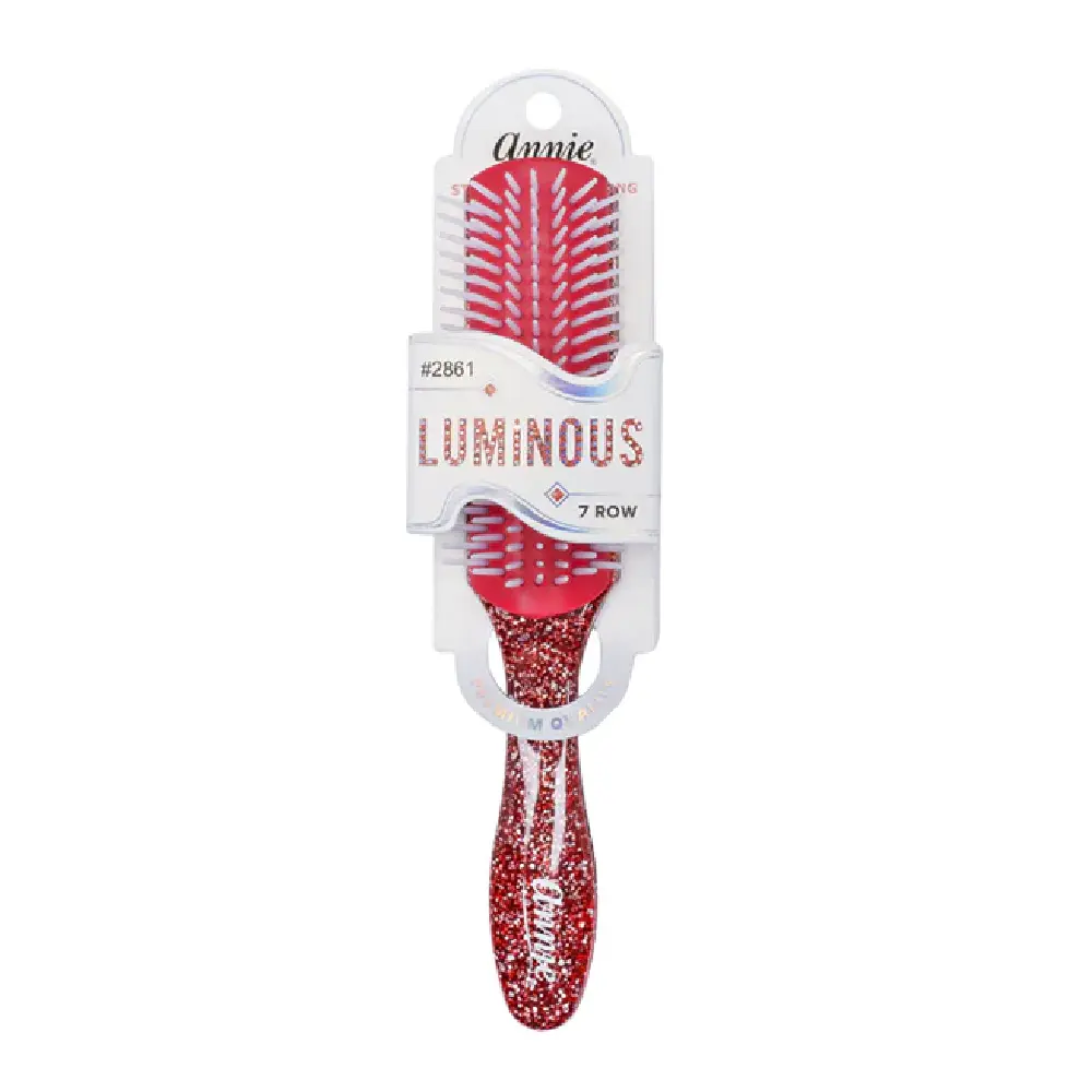 Luminous 7 Row Styling Brush for Defining Texture on All Hair Types, Detangling Brush with a Sparkly Finish for Daily Styling, Assorted Colors, Seven Rows