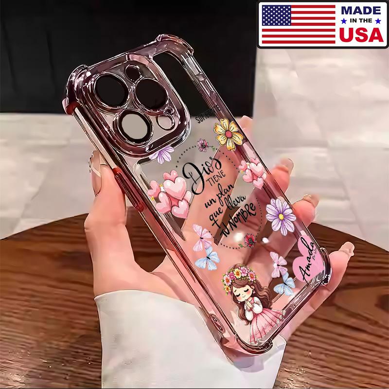 Customized Vintage Print Praying Little Girl Spanish Bible Verse Silicone TPU Phone Case - Shockproof Protection Cover, Aesthetic Accessory for iPhone 17/16/15/14/13/12 Plus Pro Max & Samsung 22/23/24/25 Plus Pro Max Ultra Smartphones