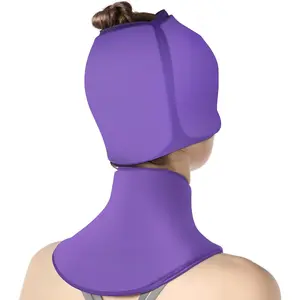 [FallFreshness]Migraine Relief Cap & Neck Ice Pack Gel - Reusable Wrap & Cold Compress for Headaches, Sinus Pain & Dry Eye Relief - Office Neck Care Package Purple Blue Kits Soft Cooling Pads Therapy Sleep Aid Products