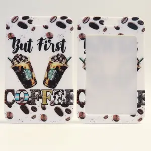 Coffee Theme Western Chic Mixed Prints ID Badge Holder - Office Accessory for ID Badges, Office Stationery Supplies