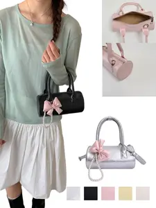 Elegant PU Material Handbag, Trendy Round Tube Bag, New Fashion Crossbody Backpack, Versatile Women's Shoulder Bag, Small Carry Bag