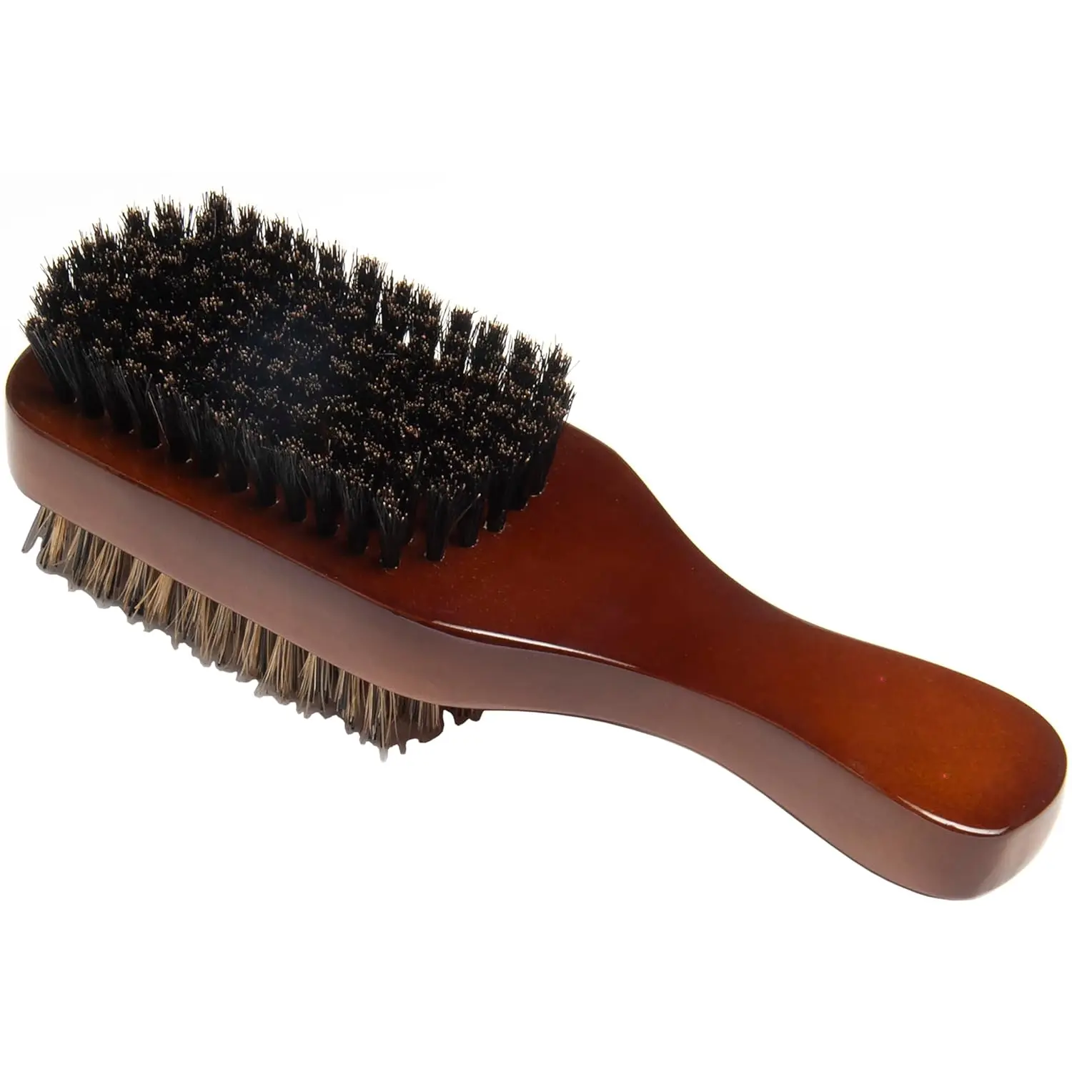 Male 100% Boar Bristle Double Sided Brush for Men - Medium & Firm Bristles for 360 Water Wave Styles, Smoothing Thick Coarse Hair & Beards, Frizz Control, Anti-Frizz, Seals Ends