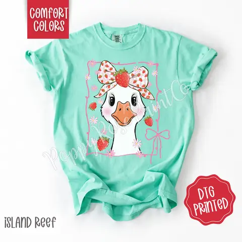 Strawberry Goose Comfort Colors Shirt, Cute Summer Tshirt, Trendy Women's Tee, Gift for Her