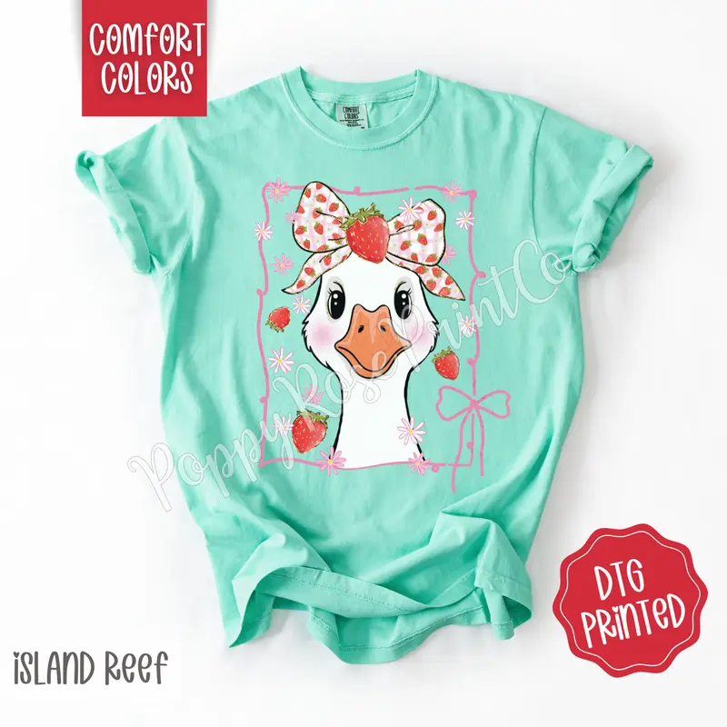 Strawberry Goose Comfort Colors Shirt, Cute Summer Tshirt, Trendy Women's Tee, Gift for Her