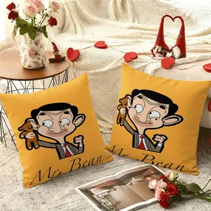 2PC,Mr. Bean brainstorm  inspired pillow cover, 18 inches * 18 inches, double-sided printing, Christmas decoration, sofa waist pillowcase, pillowcase does not contain pillow core. suitable for gift giving