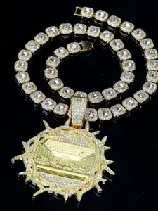 Full diamond pendant necklace for men and women, alloy thorn studded with diamonds, classic Cuban necklace, High Shine Diamond