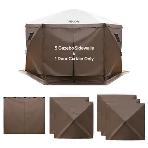 VEVOR Canopy Sidewalls, 5.67 x 4.85 ft, Canopy Tent Walls with Waterproof and Sunlight Protection, 1 Zippered Door & 2 Windows Design for Outdoor Event Tents, Vendor Booths (6 Sidewalls Only, Brown)