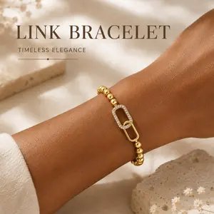 14K Gold Plated Bracelets for Women Gold Beaded Bracelets Stackable Bracelets for Women Gold Charm Bracelet Non Tarnish Gold Jewelry for Women Trendy