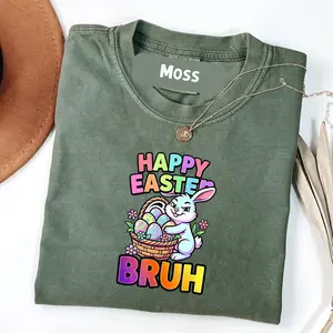 Comfort Colors Happy Easter Bruh Funny Bunny Meme T-Shirt