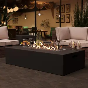 NAGA HABNA 56 Inch Propane Fire Pit Table, Outdoor Rectangle Fire Table w Tank Table (50,000 BTU Rectangle Pit), 2 Piece Gas Fire Pit with Lava Rocks Waterproof Cover and Lid for Outside/Patio/Garden
