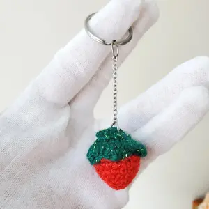Cute crochet strawberry/ red berry keychain/keyring in 100% compostable package