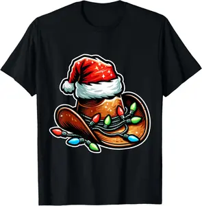 Cowboy Santa Hat Xmas Reindeer Rodeo Christmas In Texas T-Shirt Pure Cotton Graphic Tees Menswear Top: Gifts for Men & Women