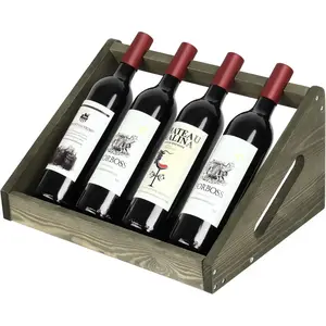 Wine Rack Countertop, Sturdy Wooden Wine Utensils Storage Rack Display Organizer Shelf Wine Bottle Holder Free Standing for Kitchen, Pantry, Bar