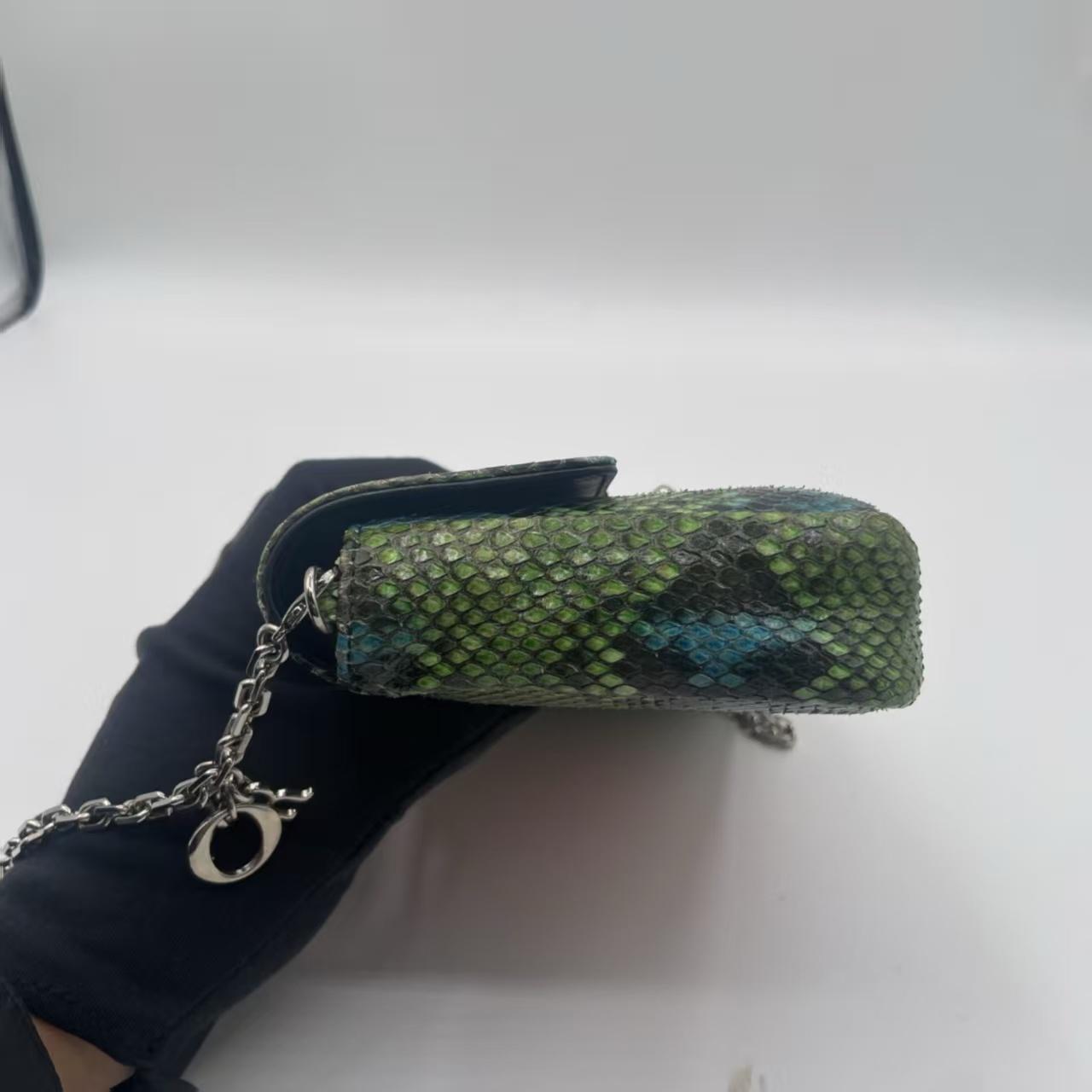 Pre-owned Dior Green, Pink, Blue Hand Painted Python Crossbody Bag|20171569