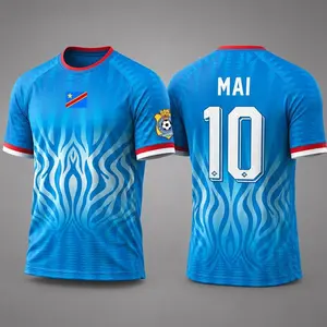 Custom Soccer Jersey Shirt, Personalized Name Number Football Jersey, DR Congo Style Blue Kit, Custom Team Shirt Gift for Men Women