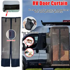 Durable Mesh Fly Screen Door Curtain, Easy Install, Breathable, Privacy Protection, RV Camper Door Screen, Suitable for Most Rvs