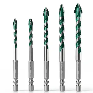 Greener Forest 4-Blade Serrated Eccentric Drill Bit – High Hardness Dry Drill with Industrial Strength Carbide Tip, for Tile, Ceramic, Glass, Marble, Concrete, Stainless Steel, Brick, Wood & Plastic –  – Multipurpose Electric Drill Bit Set