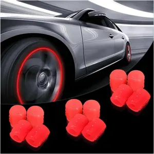 Fluorescent Car Tire Valve Stem Caps, 12PCS Auto Luminous Illuminated Wheel Valve Cover, Corrosion Resistant Glow in The Dark, Car Decor Accessories for Motorcycles, SUV, Trucks, Car (Red)