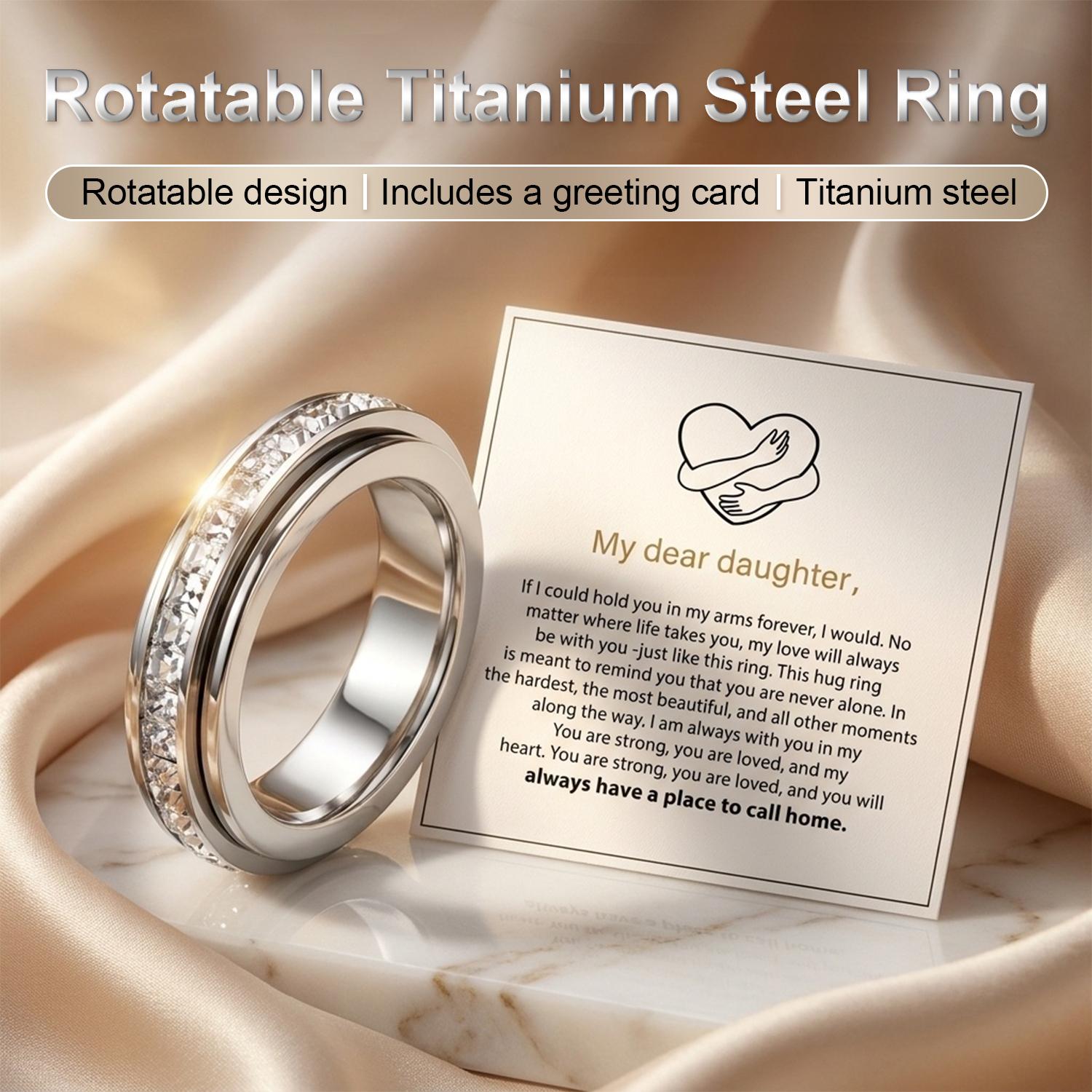 Anxiety Rings for Women and Men Titanium Steel Spinner Fidget Band Rings with Cubic Zirconia for Stress Relief and Wedding Promise Comfort Fit Size 5 to 12