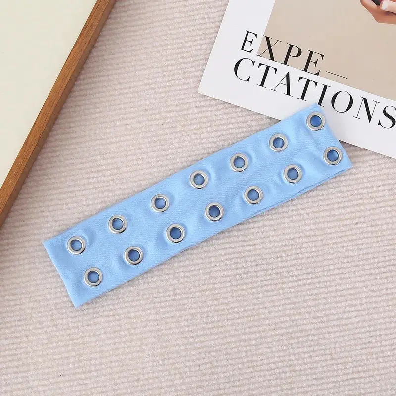 Blue Grommet Headband with 12 Eyelets for DIY Projects and Craft Supplies