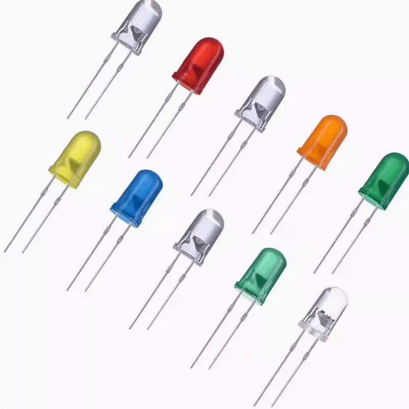 Round Light Emitting Diode Kit Yellow Blue White Purple Green Red Circuit Combination Kit for Scientific Experiments Car Decoration Signal Indicator Lights Electronic Electrical Experiments